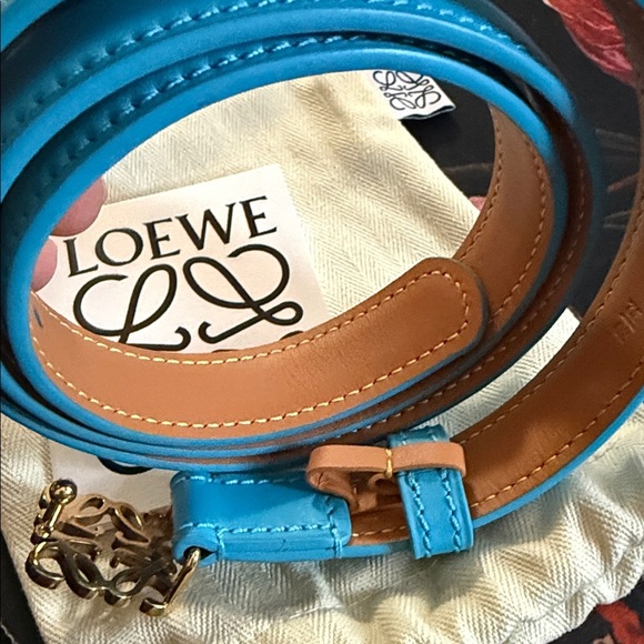 Loewe NWOT Turquoise Leather Belt with Gold Buckle 80/32 main image 6